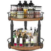 Hoobro Gewürzkarussell Küchenregal, 2-stufig höhenverstellbar, (drehbar, Gewürzständer, Küchen-Organizer), Gewürzhalter, für Küchenarbeitsplatte, Schrank, Esstisch