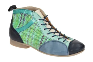 Think 3-000618-9110 GUAD 2 Damen Stiefeletten Blau-Green/Kombi Echtleder Rund...
