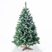 Onbest Künstlicher Weihnachtsbaum PREMIUM mit Schnee Effekt Deko Grün PVC, Künstlicher Weihnachtsbaum, massiver Holzständer, Werkzeugloser Aufbau, Tannebaum Weihnachten