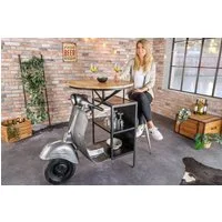 riess-ambiente Bartisch UPCYCLING SCOOTER 120cm natur / silber (Einzelartikel, 1-St), Wohnzimmer · Handmade · Massivholz · Metall · rund · Retro Design