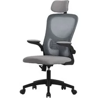 ML-DESIGN Bürostuhl Schreibtischstuhl ergonomisch mit verstellbarer Kopfstütze, Armlehnen, Drehstuhl mit Rollen Grau Computerstuhl Chefsessel Gaming-Stuhl