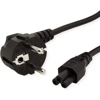 VALUE Netzkabel, 3pol. Notebook-Buchse Stromkabel, Schutzkontakt, CEE 7/7, Typ-E/F Männlich (Stecker), IEC320 C5, Notebook, „Mickymaus“, 2,5A Weiblich (Buchse) (180.0 cm)