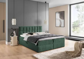 Boxspringbett Schlafzimmerbett DOMINGA PREMIUM 180x200cm Stoff Coral Meeresgrün