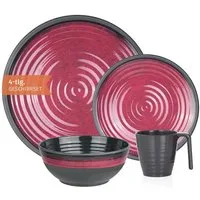 Moritz Geschirr-Set Camping Geschirr Stone Red 4-teilig