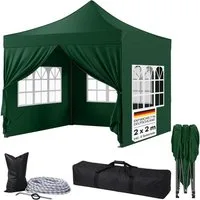 STEELSØN Pavillon Rynara Faltpavillon wind- & wetterfest, mit 4 Seitenteilen, (2x2 m, grün), UV-Schutz, Gartenpavillon mit Seitenwänden