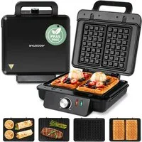 Aigostar 3-in-1-Kombi-Waffeleisen Waffeleisen, Kontaktgrill & Sandwichmaker, keram.Antihaftbeschichtung, 1500 W, einstellbare Temperatur, Multifunktionsgerät mit abnehmbaren Platten