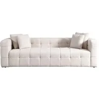 HOME DELUXE Sofa Teddy Sofa COMO - Beige 236 x 68 x 92 cm, 1 Teile, mit Teddystoff & inkl. Zierkissen, 3 sitzer