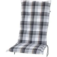 KETTtex Hochlehnerauflage Hochlehner Milano 2401 grau-weiß-braun kariert 120x49x6 cm KETTtex, (1 St)
