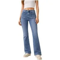 Ital-Design Bootcut-Jeans Damen Freizeit (91279864) Used-Look Stretch Bootcut Jeans in Blau
