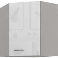 Küchen-Preisbombe Eckhängeschrank 60x60 cm Küche Bianca Weiß Hochglanz + Grau Küchenzeile Küchenblock
