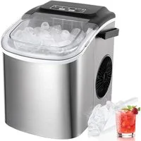 TLGREEN Eiswürfelmaschine Eiswürfelbereiter,9 Eiswürfel in 6 Minuten, 12kg/24h,2 Eiswürfel-Größen, Stummschalten, Selbstreinigung
