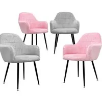 ML-DESIGN Stuhl Esszimmerstuhl ergonomisch & gepolstert Esstischstuhl mit Rückenlehnen (4 St), Wohnzimmerstuhl Rosa/Grau Samtbezug Metallbeine Polsterstuhl