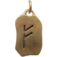 Kiss of Leather Kettenanhänger Rune Runen Anhänger Bronze Buchstabe F Fehu Feoh Rind Reichtum
