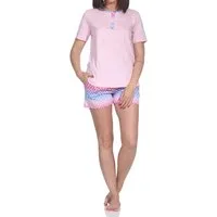 Normann Pyjama Normann Damen Shorty-Pyjama Shorty kurzarm – Moderne Zick-Zack-Optik
