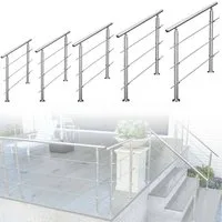 AICA Treppengeländer Edelstahl Material Handläufe 3/5 guardrails Treppe Geländer 80-240 cm, 80 cm Länge, Packung, 3-tlg., 201 Edelstahl, Starke Qualität, Verstellbarer Winkel