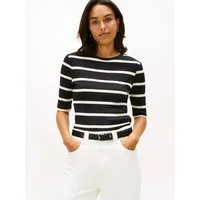 Tommy Hilfiger Kurzarmshirt SLIM 5X2 RIB C-NK 1/2 SLV mit Rundhals und Rippstruktur unifarben, casual, slim fit, Viskosemix, Rundhals