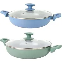 Michelino Servierpfanne XL inkl. Glasdeckel Ø 28cm, Material: Gehärtete Aluminiumlegierung, für alle Herdarten auch Induktion