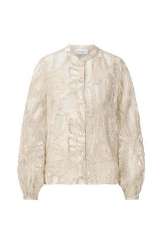 Rich & Royal - Blouse with Shiny Wool Chiffon pearl white - Gr. - 36