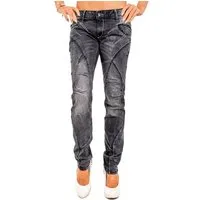 Cipo & Baxx Regular-fit-Jeans Damen Straight Fit Hose Stonewashed BA-WD477 (1-tlg) Stonewashed mit trendigen Ziernähten