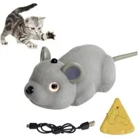 KINSI Tierkuscheltier Interaktives Katzenspielzeug Maus mit Sensor Fernbedienung, Wiederaufladbar