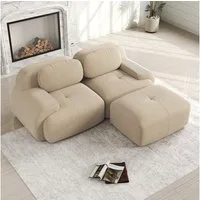 Odikalo 2-Sitzer modular kombinierbar Polstersofa Chaiselongue Mehrfarbig, 82'' Ecksofa aus weichem Cordstoff, modular kombinierbar mit gebogenen Armlehnen, ohne Montage, hochelastische Schaumstoffpolsterung für Wohnzimmer, Ruhezonen und Schlafzimmer