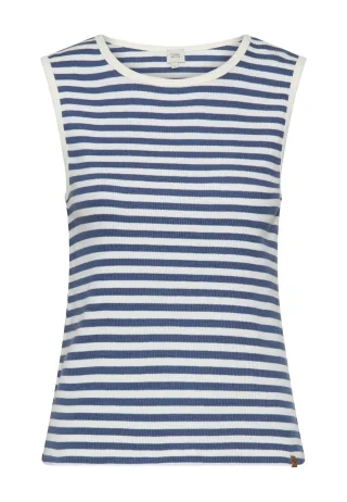 camel active - Top mit Rundhalsausschnitt ocean blue/milk whi - Gr. - XL