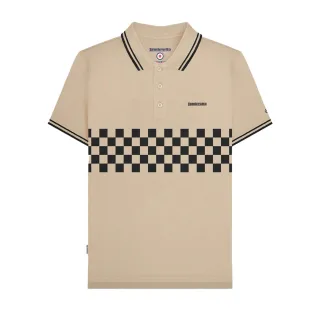 Lambretta - "SS25" Poloshirt Mit kontrastfarbenen Streifen für Herren (Steinfarben/Schwarz)