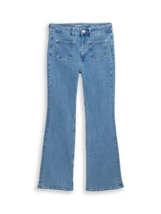 Denim Tom Tailor - TTAVA FLARED Jeans mit aufgesetzten Taschen light stone blue denim - Gr. - 32