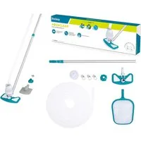 Bestway Poolbürste Pool-Reinigungsset, Poolpflege Basis-Set Aquaclean, Poolbodensauger, (BESTWAY58234, 9-tlg., Leistung über 2006 l/h, Schachtlänge 279 cm, Schlauch 7,5 Meter lang), für Becken mit einem Durchmesser über 457 cm, mit 32 mm Anschlüssen