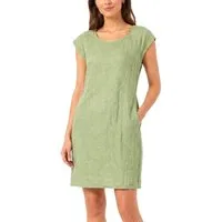 dy_mode Midikleid Einfarbiges Damen Leinenkleid Sommerkleid Kurzarm Midi Kleid in Unifarbe, mit Eingriffstaschen, leicht taillierte Passform