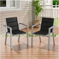 HOMALL Gartenstuhl Stapelbare Aluminiumstühle Outdoor Stühle 2/4/6er Set, Bis 160kg (Gewicht ca. 3,5 kg, erhältlich in drei Farben, geeignet für Camping, Pool, Grillszenarien (ohne Tisch), 2 St)