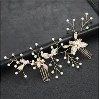 MOPUEA Haarnadeln Brautschmuck, Braut Kopfschmuck, Hochzeit Haarspangen, 1-tlg., Haarspangehochzeit für Brautjungfern, Valentinstagsgeschenk, Haarschmuck Hochzeit - Haarschmuck Hochzeit Gold