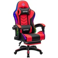 Insma Gaming-Stuhl ergonomischer Computerstuhl RGB LED Bluetooth Bürostuhl (mit Massagefunktion, Fußstütze & 180° Liegefunktion), maximale Belastbarkeit 180kg