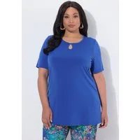 Ulla Popken Longshirt Longshirt Keyhole A-Linie Rundhals Halbarm