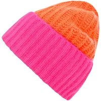 Zwillingsherz Strickmütze 100% Kaschmir Grobstrick Mütze "Zweifarbig"