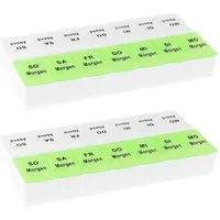 Wellgro Pillendose 2x Tablettenbox für 7 Tage mit je 2 Fächer pro Tag