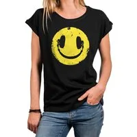 MAKAYA Print-Shirt - Coole Ausgefallene Damen Oberteile mit Aufdruck - Sommer Top (Kurzarm, Schwarz, Blau, Grau) Baumwolle