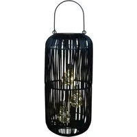 formano LED Laterne Solarlaterne Außen Garten Rattan Look Laterne 45 cm schwarz, LED fest integriert