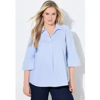 Ulla Popken Tunika Bluse Streifen A-Linie Hemdkragen 3/4-Arm