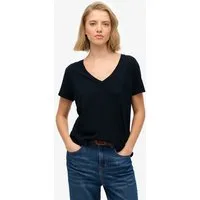 Superdry T-Shirt STUDIOS SLUB EMB VEE TEE Baumwollmischung, relaxed fit