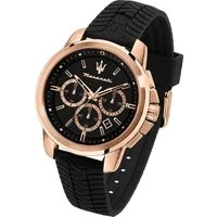MASERATI Chronograph Maserati Herren Chronograph, (Chronograph), Herrenuhr rund, groß (ca. 44mm) Silikonarmband, Made-In Italy