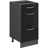Vicco Unterschrank R-Line Schwarz Hochglanz/Anthrazit 40cm ohne Arbeitsplatte (1-St)