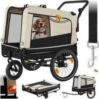 tectake Fahrradhundeanhänger Hundewagen 3in1 multifunktional mit Reflektoren, Leine und Warnfahne, mit Regenschutz, faltbar, gefedert, Belastbarkeit 40 kg, 240 Liter