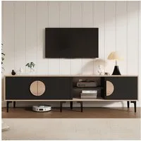 Merax Lowboard für 80-Zoll-Fernseher (1 St., 180*35*49cm), TV-Board mit 3 Türen und offenen Fächern, Fernsehschrank TV-Schrank