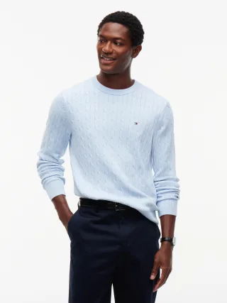 CLASSIC COTTON CABLE CREW NECK Sky Blue - Gr. - M