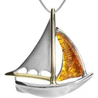 OSTSEE-SCHMUCK Kette mit Anhänger Ostsee-Schmuck Kette mit Anhänger Schiff (2-tlg)
