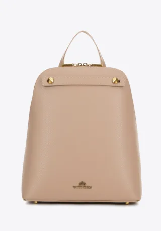 Wittchen Damen-Lederrucksack, trapezförmig, beige, Naturleder