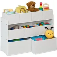 relaxdays Standregal Kinderregal mit 9 Stoffboxen