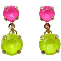 Mugello Paar Ohrstecker Joy pink-neongelb vergoldet knallig Neonfarbe bunt, Handgefertigter Modeschmuck, made in Germany