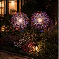 pedete LED Solarleuchte LED Solarleuchte Solarlampen Garten 120 LED Feuerwerk Solarleuchten, gartendeko, solarlampen für außen, Warmweiß, Tageslichtweiß, Leuchtmittel, Wetterfest Pusteblume Solarlampen 8 Modi mit Erdspieß